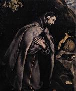 GRECO, El St Francis in Prayer before the Crucifix oil on canvas